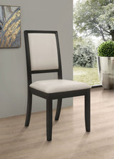 Louise Upholstered Wood Dining Side Chair Black (Set of 2) - Tampa Furniture Outlet