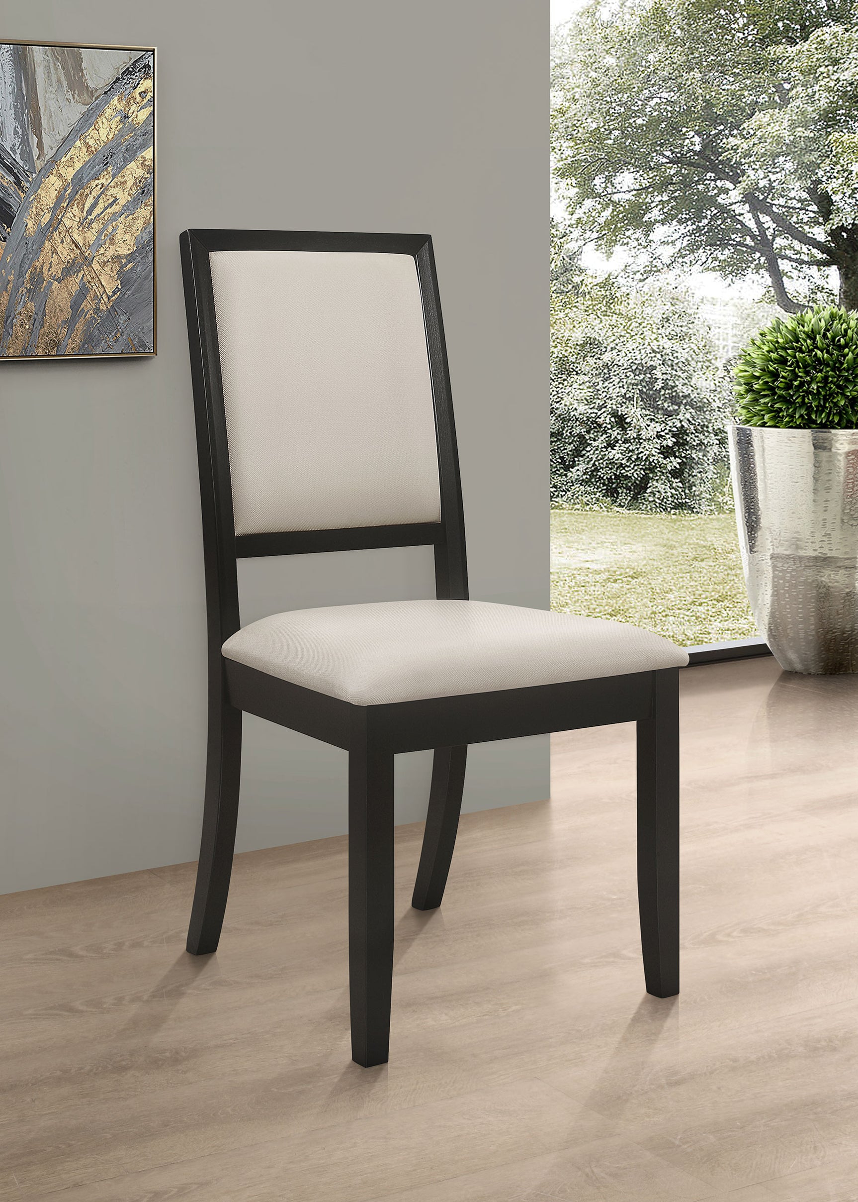 Louise Upholstered Wood Dining Side Chair Black (Set of 2) - Tampa Furniture Outlet
