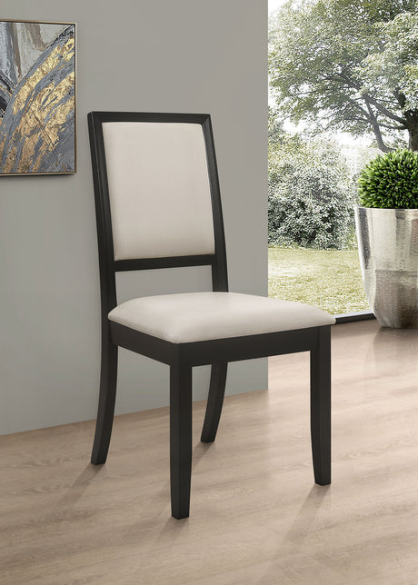 Louise Upholstered Wood Dining Side Chair Black (Set of 2) - Tampa Furniture Outlet