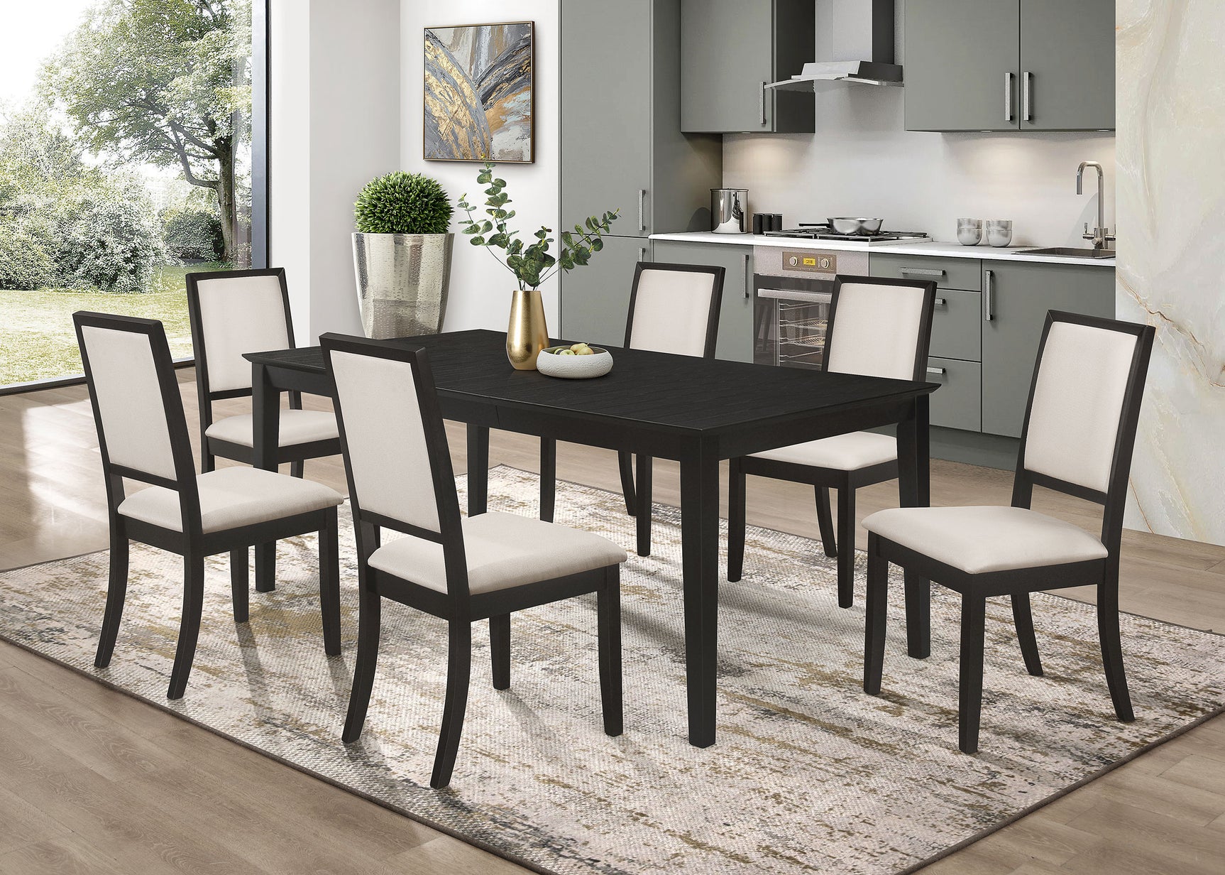 Louise Upholstered Wood Dining Side Chair Black (Set of 2) - Tampa Furniture Outlet