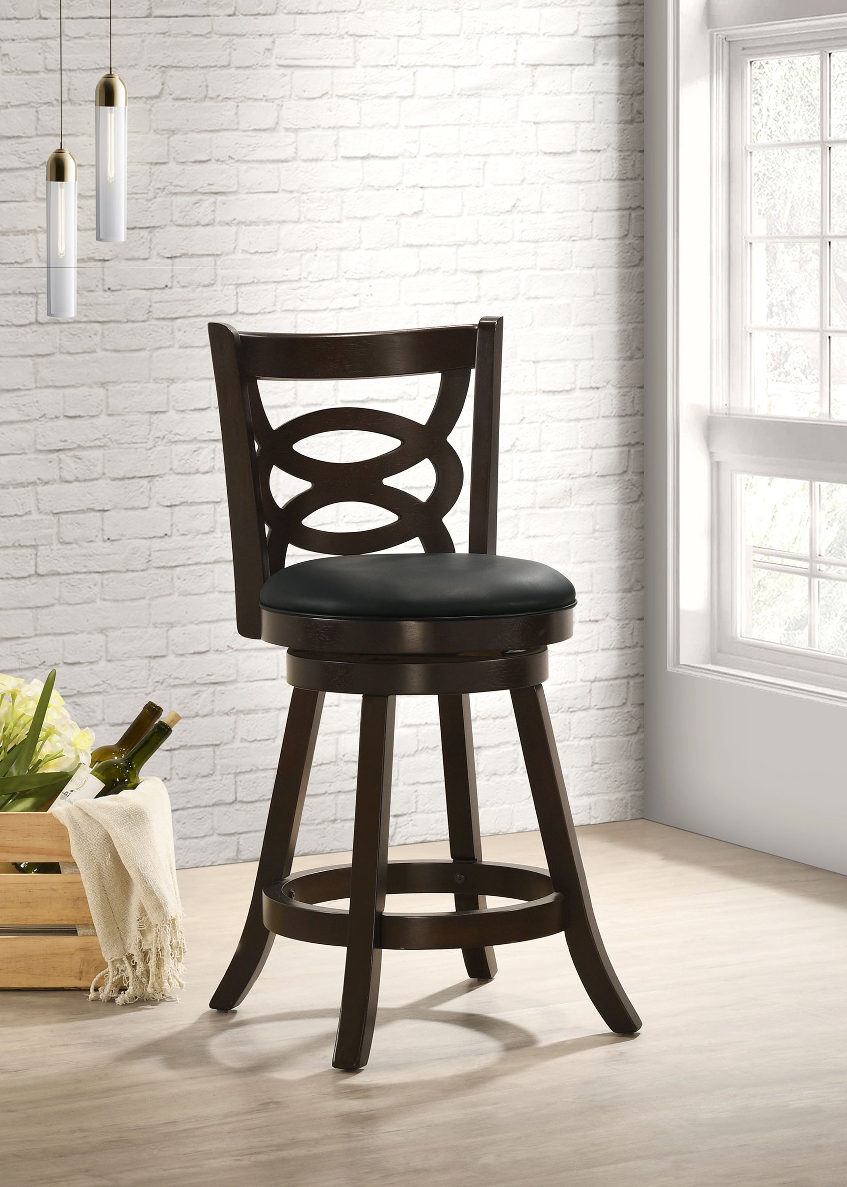 Calecita Wood Swivel Counter Stool Cappuccino (Set of 2) - Tampa Furniture Outlet