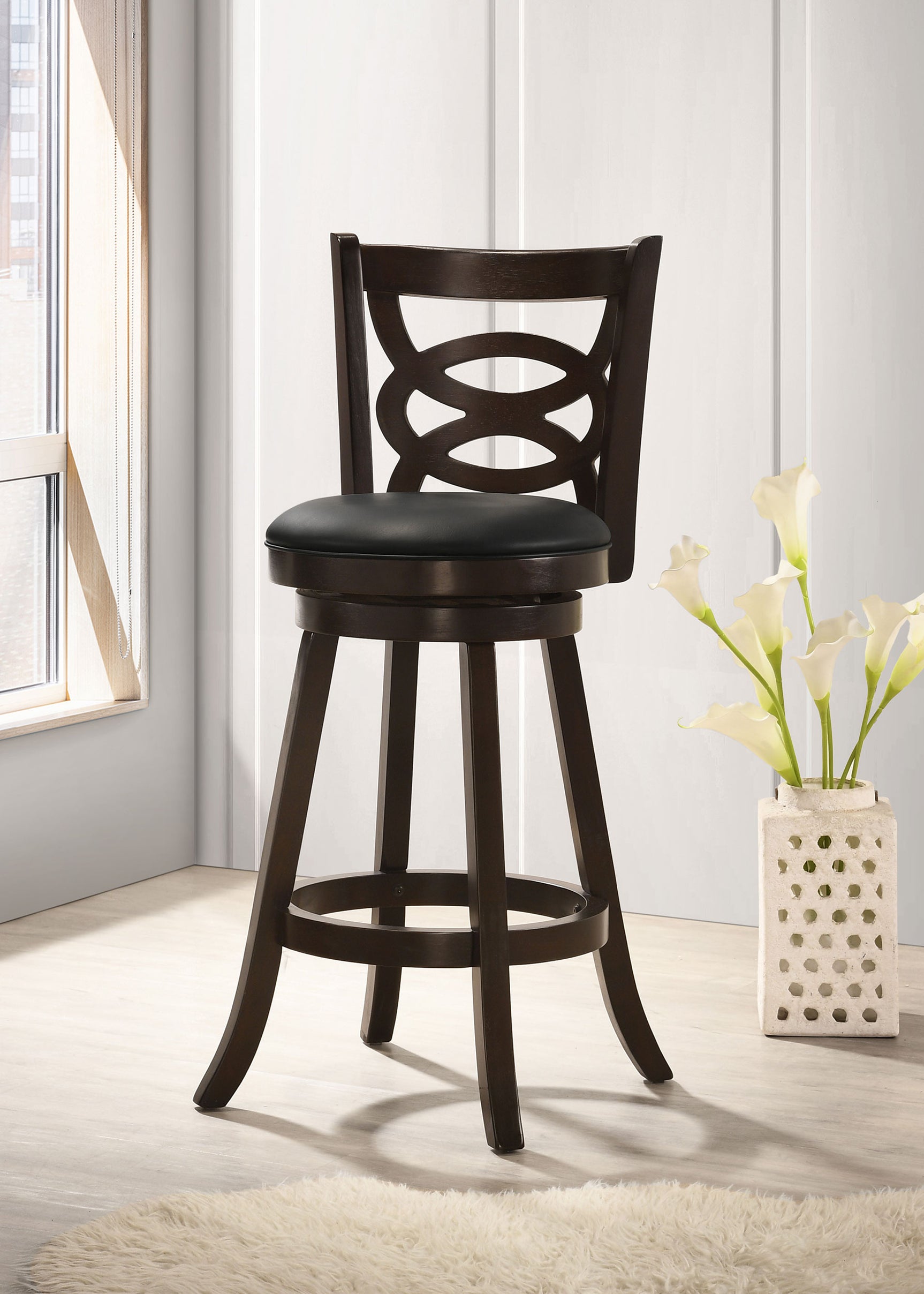 Calecita Wood Swivel Bar Chair Cappuccino (Set of 2) - Tampa Furniture Outlet