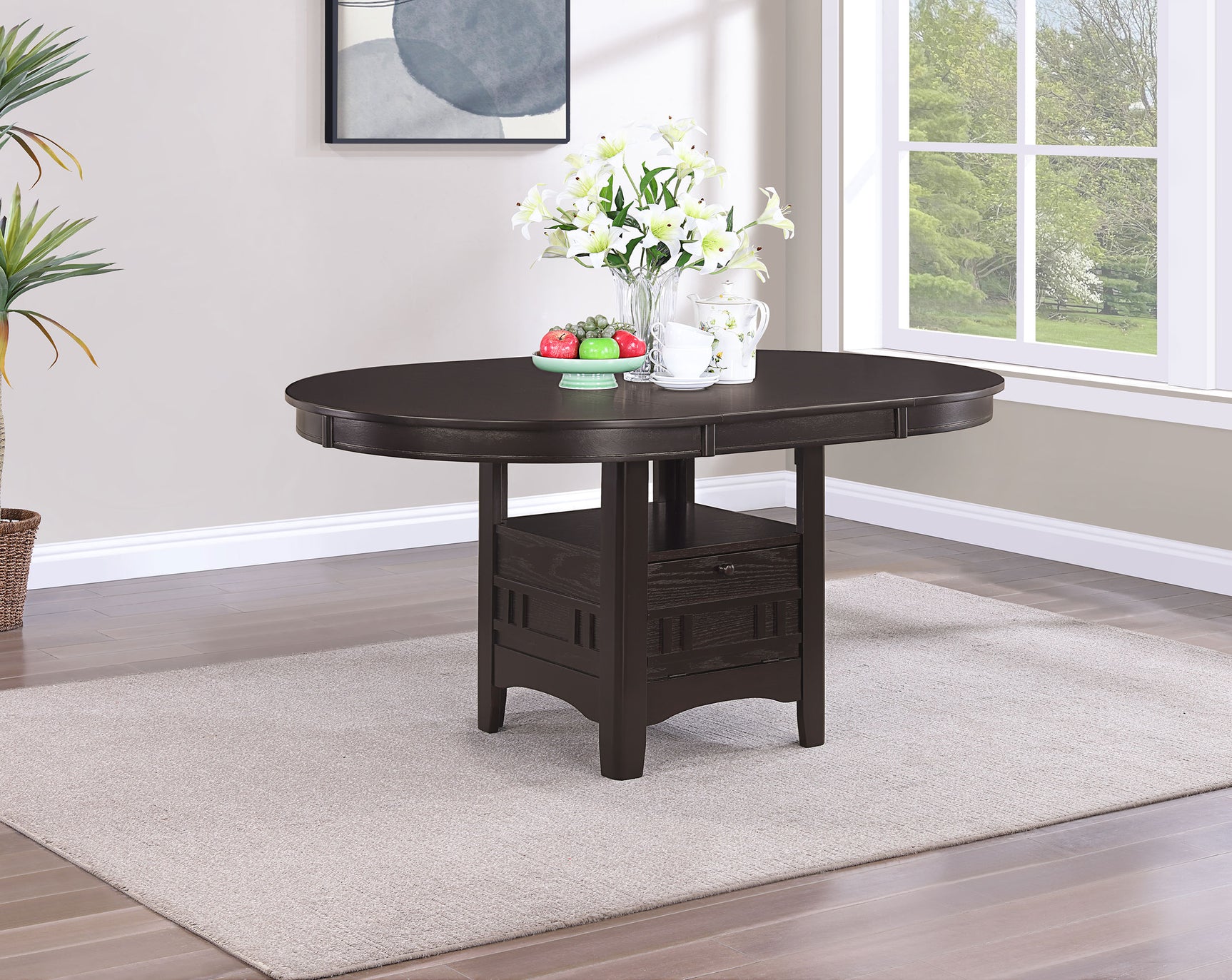 Lavon Oval 60-inch Wood Extension Leaf Dining Table Espresso - Tampa Furniture Outlet