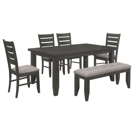 Dalila 6-piece Rectangular Dining Table Set Dark Grey - Tampa Furniture Outlet