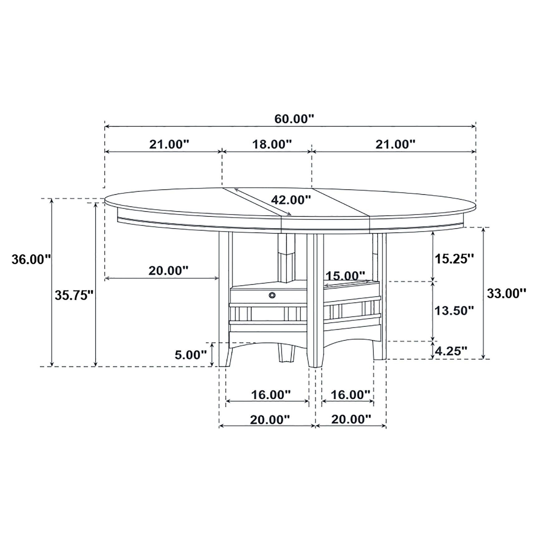 Lavon Oval 60-inch Counter Height Extension Dining Table Espresso - Tampa Furniture Outlet