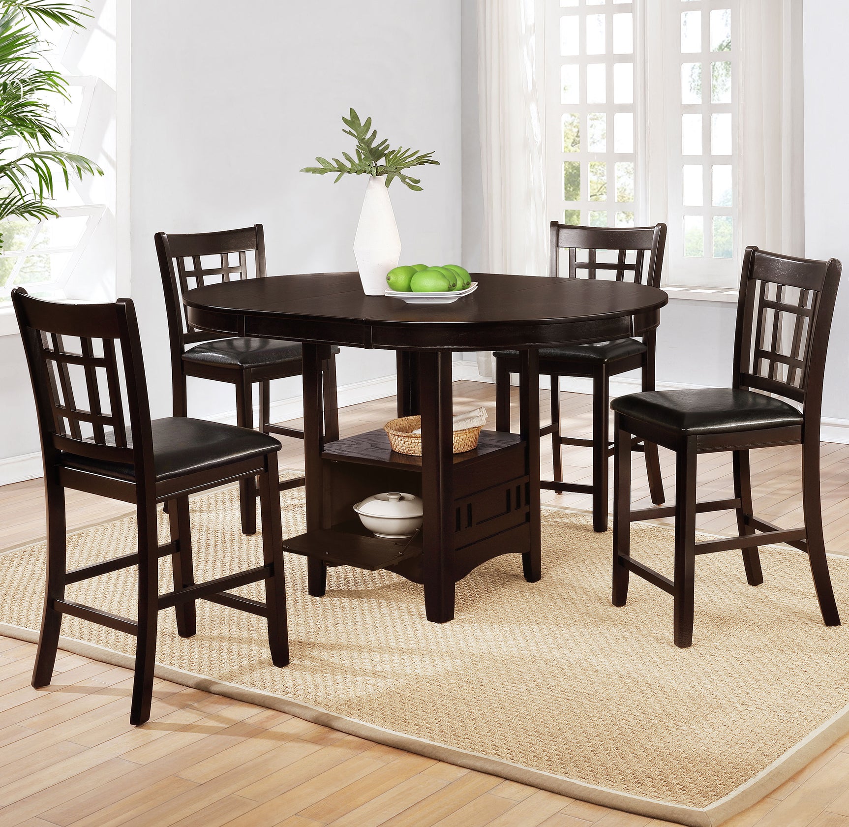 Lavon Wood Counter Height Dining Chair Black and Espresso (Set of 2) - Tampa Furniture Outlet