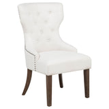 Tampa Furniture Outlet - Coaster - Baney Fabric Upholstered Dining Side Chair Cream and Dark Oak - 104507DOK