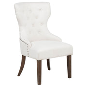 Tampa Furniture Outlet - Coaster - Baney Fabric Upholstered Dining Side Chair Cream and Dark Oak - 104507DOK