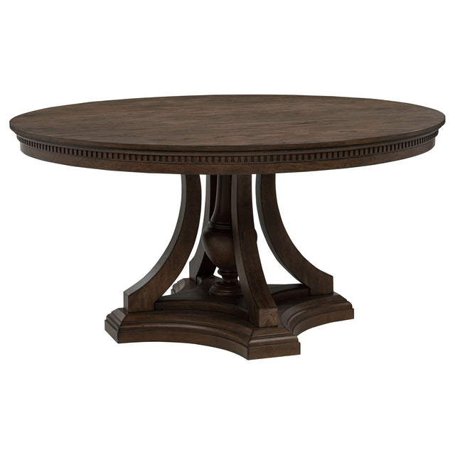 Tampa Furniture Outlet - Coaster - Ridgewell Round Pedestal Dining Table Dark Oak - 104600