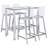 Tolbert 5-piece Bar Set with Acrylic Chairs Clear and Chrome - Tampa Furniture Outlet