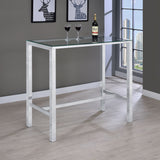 Tolbert Rectangular 47-inch Glass Top Pub Bar Table Chrome - Tampa Furniture Outlet