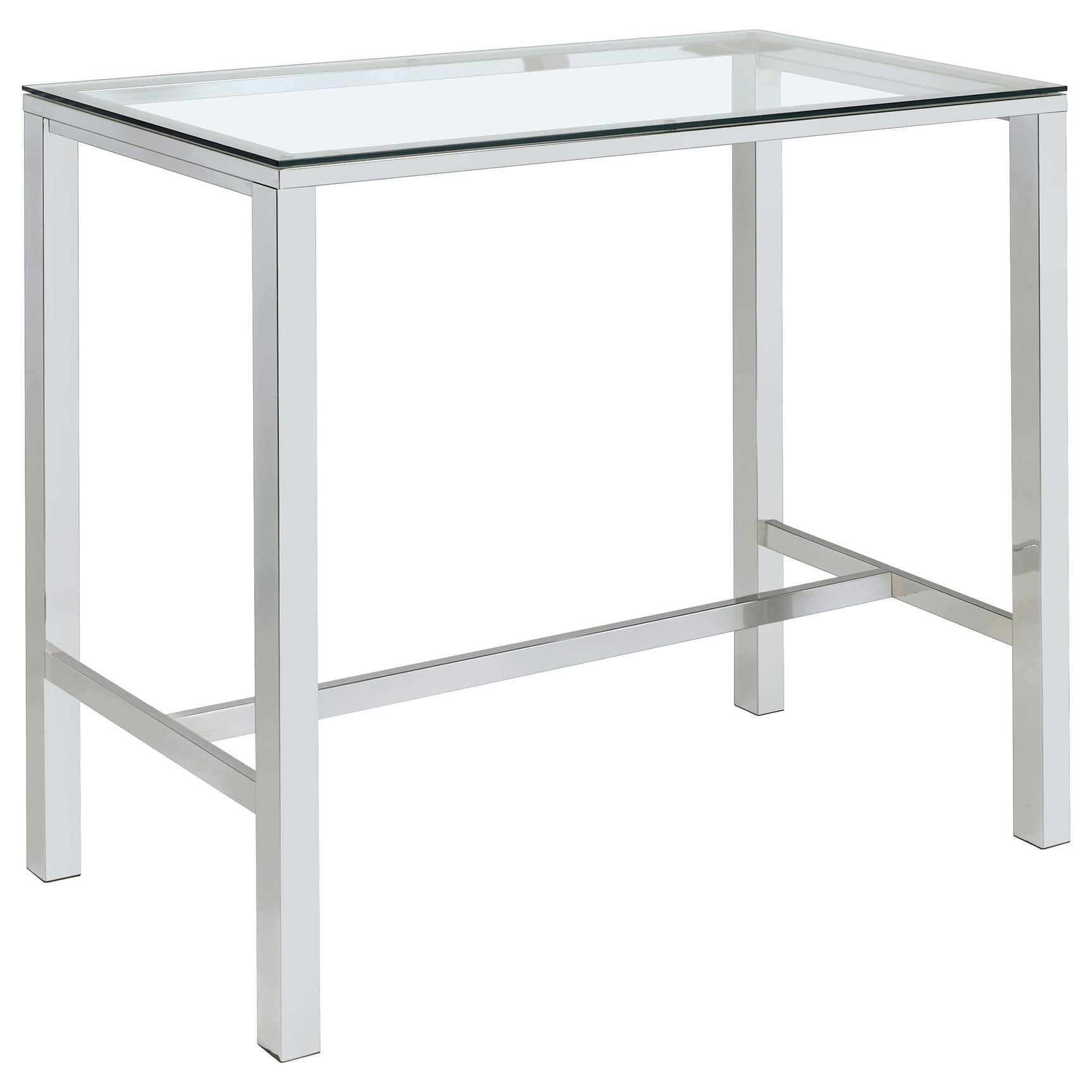 Tampa Furniture Outlet - Coaster - Tolbert Rectangular 47-inch Glass Top Pub Bar Table Chrome - 104873