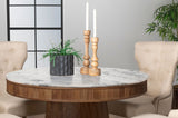 Ortega Round 46-inch Marble Top Wood Dining Table Natural - Tampa Furniture Outlet