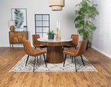 Ortega Round 46-inch Marble Top Wood Dining Table Natural - Tampa Furniture Outlet