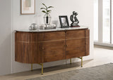 Ortega 4-door Marble Top Sideboard Buffet Cabinet Natural - Tampa Furniture Outlet