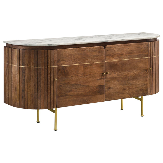 Tampa Furniture Outlet - Coaster - Ortega 4-door Marble Top Sideboard Buffet Cabinet Natural - 105145