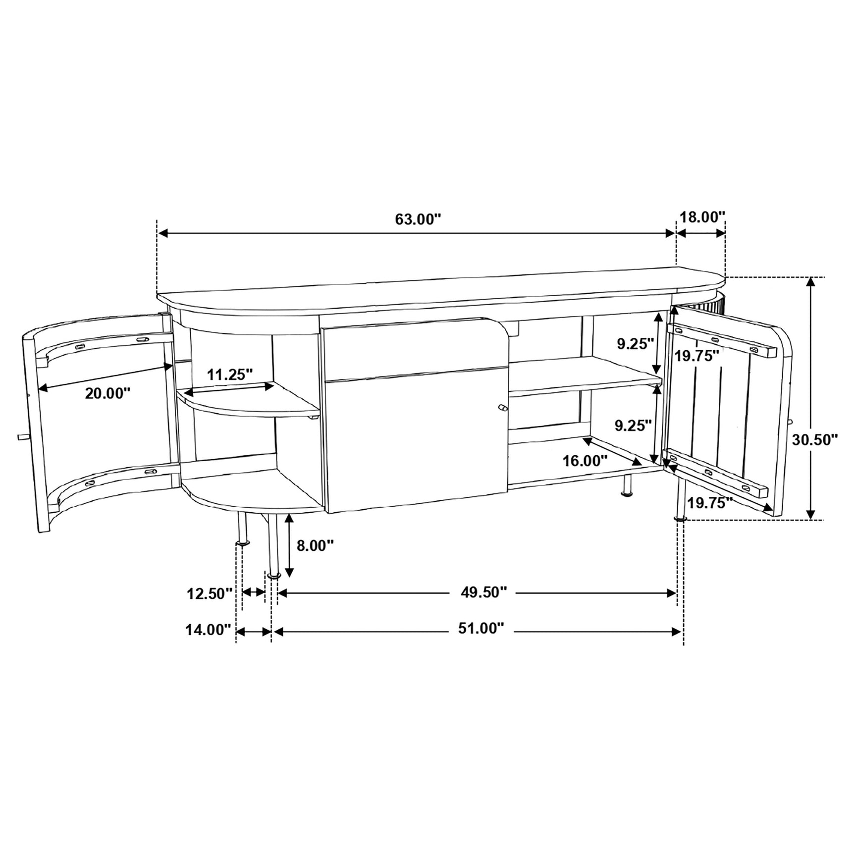Ortega 4-door Marble Top Sideboard Buffet Cabinet Natural - Tampa Furniture Outlet