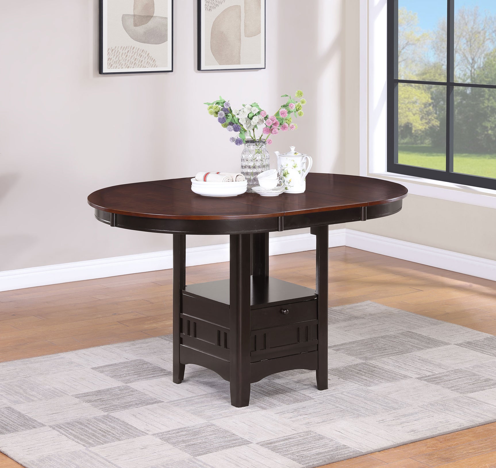 Lavon Oval 60-inch Counter Height Extension Dining Table Chestnut - Tampa Furniture Outlet
