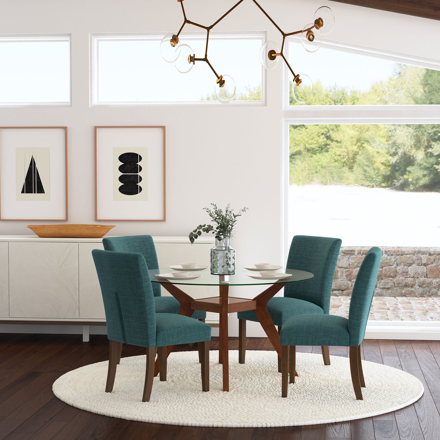 Paxton Upholstered Dining Side Chair Teal Blue (Set of 2) - Tampa Furniture Outlet