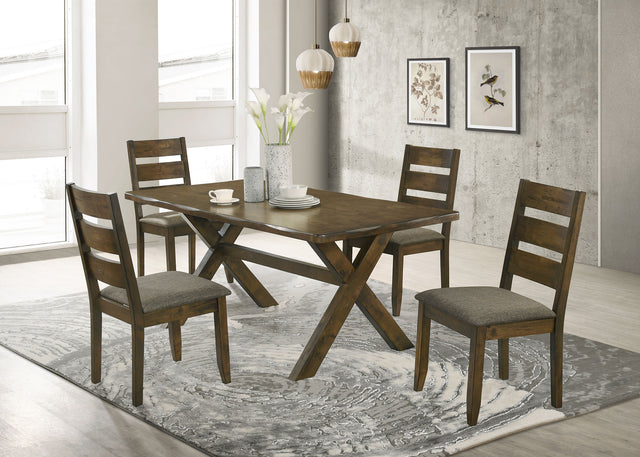 Tampa Furniture Outlet - Coaster - Alston 5-piece Rectangular Dining Table Set Knotty Nutmeg - 106381-S5