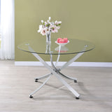 Beckham Round 46-inch Glass Top Dining Table Chrome - Tampa Furniture Outlet