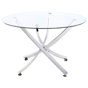 Tampa Furniture Outlet - Coaster - Beckham Round 46-inch Glass Top Dining Table Chrome - 106440