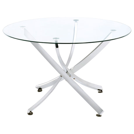 Tampa Furniture Outlet - Coaster - Beckham Round 46-inch Glass Top Dining Table Chrome - 106440