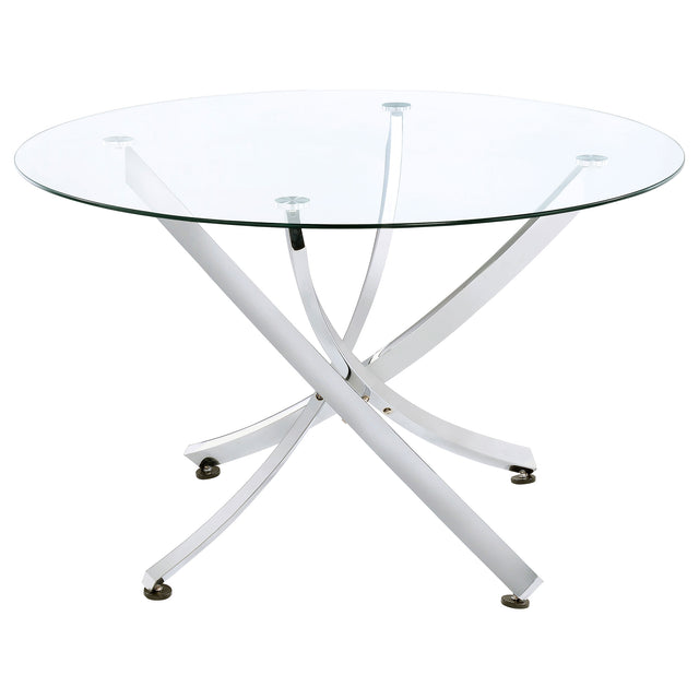 Tampa Furniture Outlet - Coaster - Beckham Round 46-inch Glass Top Dining Table Chrome - 106440