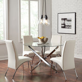Beckham Round 46-inch Glass Top Dining Table Chrome - Tampa Furniture Outlet