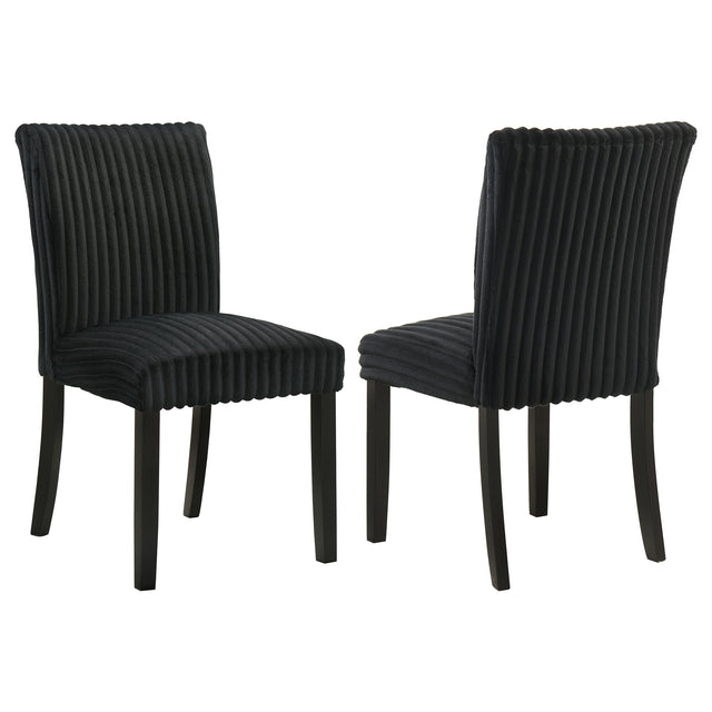 Tampa Furniture Outlet - Coaster - Dermott Upholstered Parson Dining Side Chair Black (Set of 2) - 106512BLK