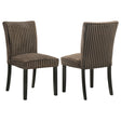 Tampa Furniture Outlet - Coaster - Dermott Upholstered Parson Dining Side Chair Chocolate (Set of 2) - 106512CH