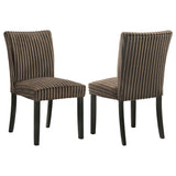 Tampa Furniture Outlet - Coaster - Dermott Upholstered Parson Dining Side Chair Chocolate (Set of 2) - 106512CH