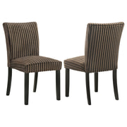 Tampa Furniture Outlet - Coaster - Dermott Upholstered Parson Dining Side Chair Chocolate (Set of 2) - 106512CH