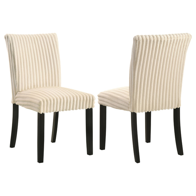 Tampa Furniture Outlet - Coaster - Dermott Upholstered Parson Dining Side Chair Cream (Set of 2) - 106512CRM