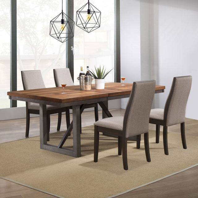Tampa Furniture Outlet - Coaster - Spring Creek 5-piece Rectangular Dining Table Set Taupe - 106581-S5G
