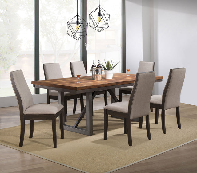 Tampa Furniture Outlet - Coaster - Spring Creek 7-piece Rectangular Dining Table Set Taupe - 106581-S7G
