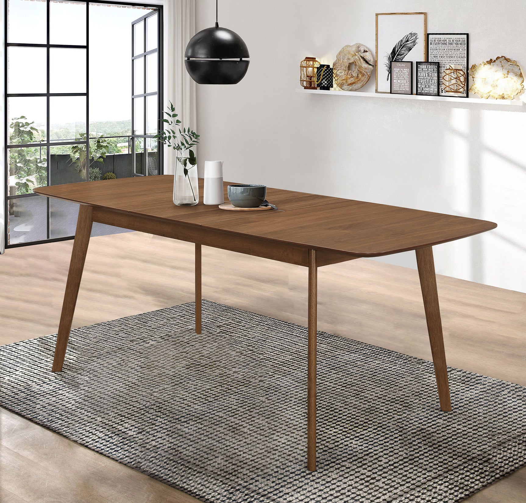 Redbridge 75-inch Extension Leaf Dining Table Natural Walnut - Tampa Furniture Outlet