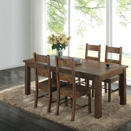 Tampa Furniture Outlet - Coaster - Coleman 5-piece Rectangular Dining Set Rustic Golden Brown - 107041-S5