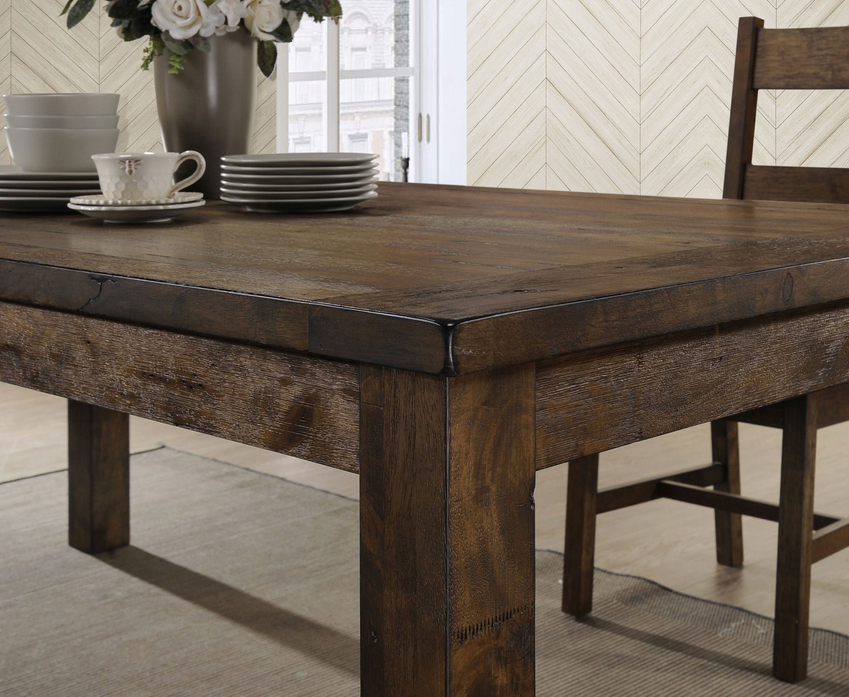 Coleman Rectangular 79-inch Dining Table Rustic Golden Brown - Tampa Furniture Outlet