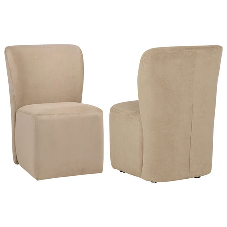 Tampa Furniture Outlet - Coaster - Jaelynn Upholstered Parsons Dining Side Chair Tan (Set of 2) - 107052TAN