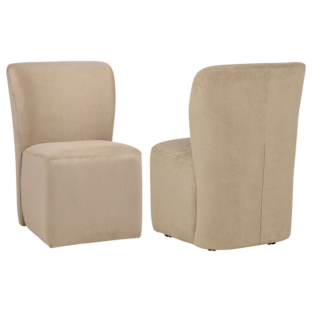 Tampa Furniture Outlet - Coaster - Jaelynn Upholstered Parsons Dining Side Chair Tan (Set of 2) - 107052TAN