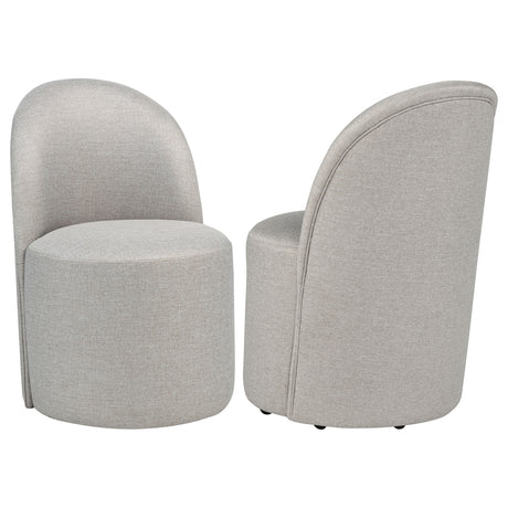 Tampa Furniture Outlet - Coaster - Aubrey Upholstered Barrel Dining Side Chair Beige (Set of 2) - 107062BEI