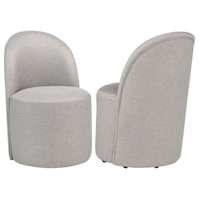 Tampa Furniture Outlet - Coaster - Aubrey Upholstered Barrel Dining Side Chair Beige (Set of 2) - 107062BEI