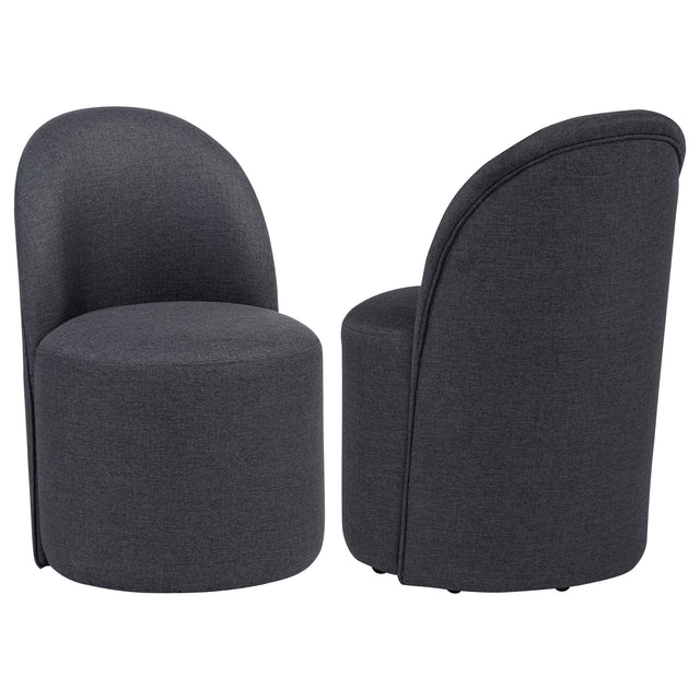 Tampa Furniture Outlet - Coaster - Aubrey Upholstered Barrel Dining Side Chair Charcoal (Set of 2) - 107062CHAR