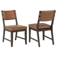 Tampa Furniture Outlet - Coaster - Tegan Faux Leather Upholstered Dining Side Chair Cognac (Set of 2) - 107072
