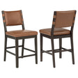 Tampa Furniture Outlet - Coaster - Tegan Faux Leather Upholstered Counter Height Chair Cognac (Set of 2) - 107079