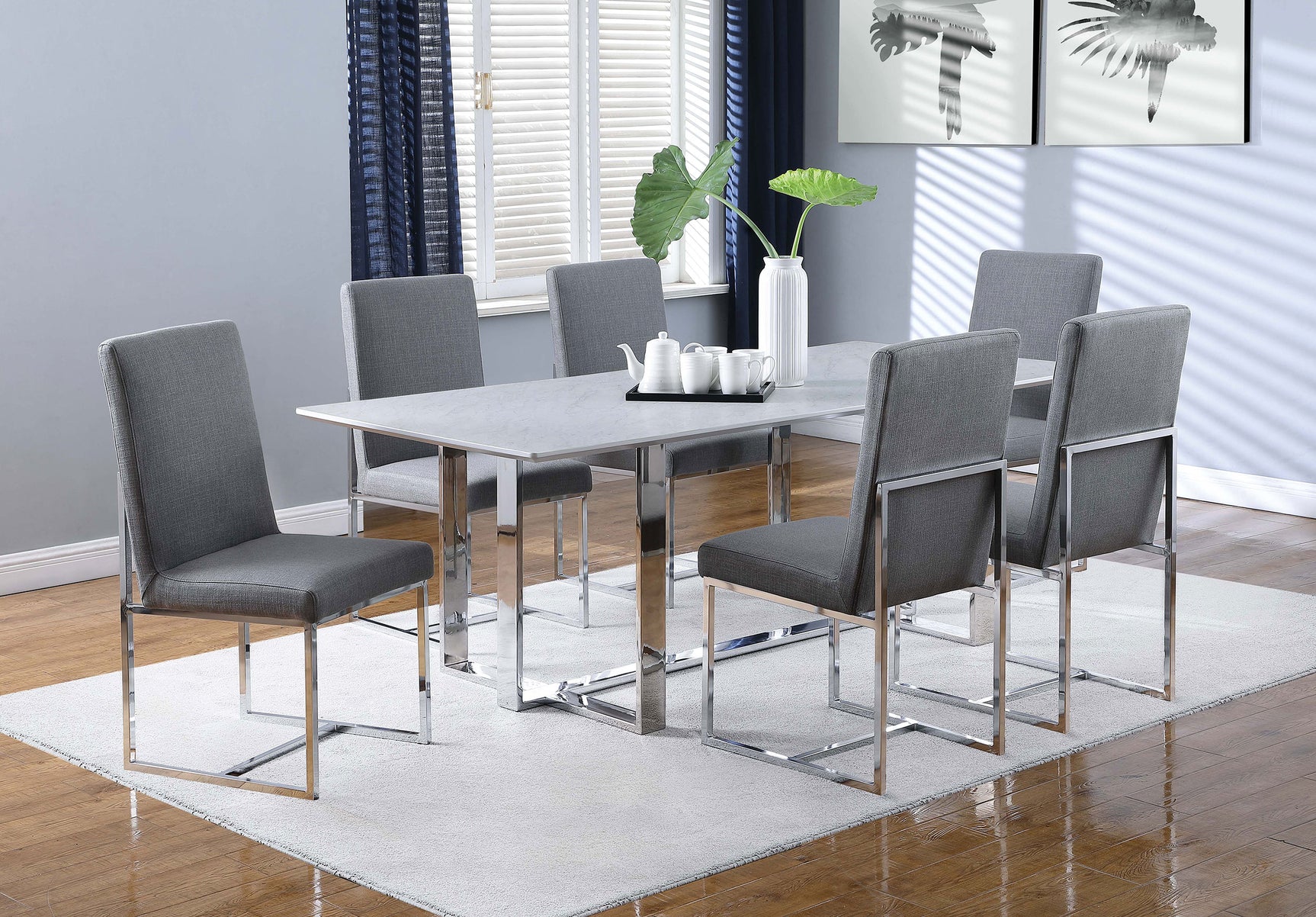 Mackinnon Upholstered Dining Side Chair Grey (Set of 2) - Tampa Furniture Outlet