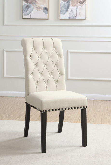 Alana Upholstered Dining Side Chair Beige Smokey Black (Set of 2) - Tampa Furniture Outlet