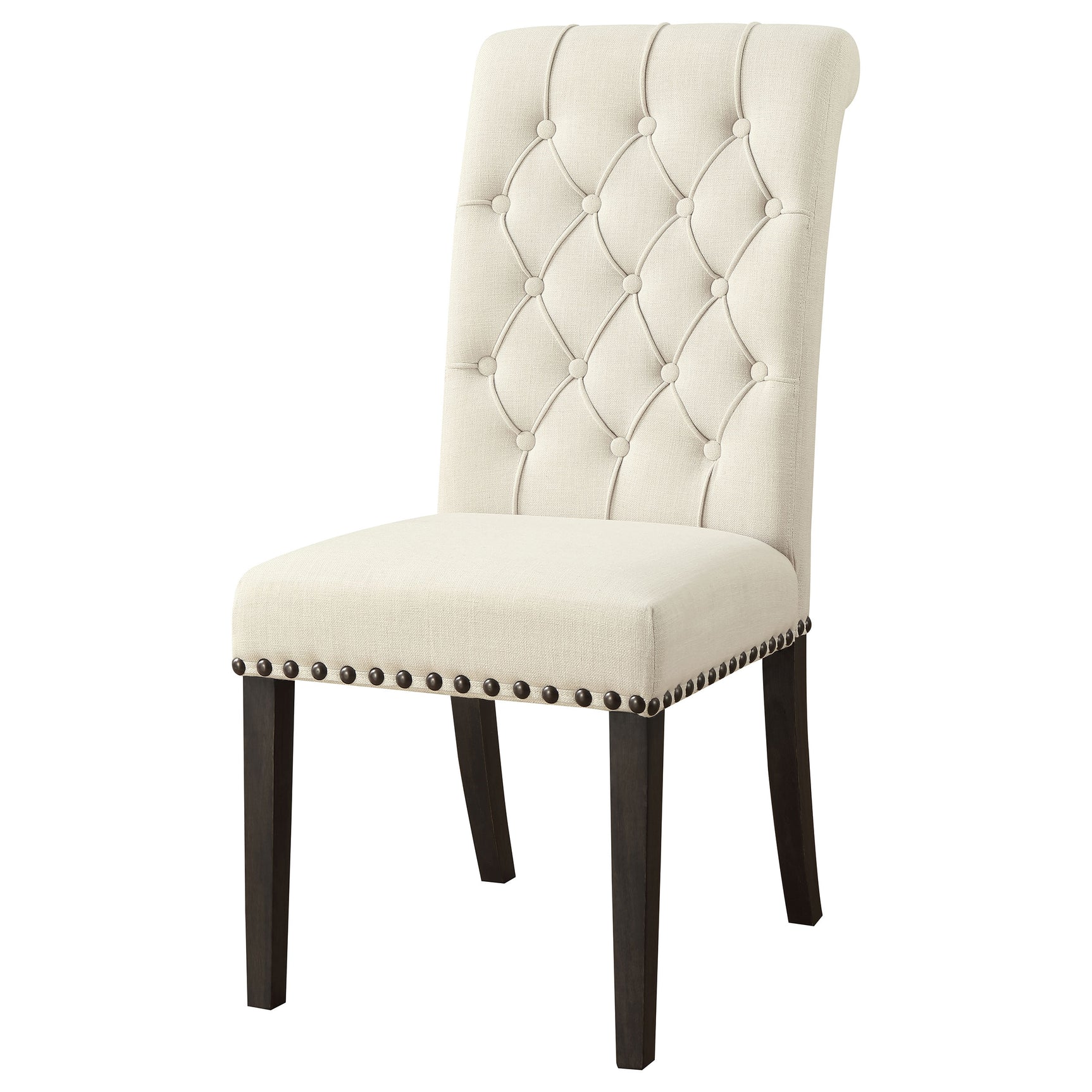 Alana Upholstered Dining Side Chair Beige Smokey Black (Set of 2) - Tampa Furniture Outlet