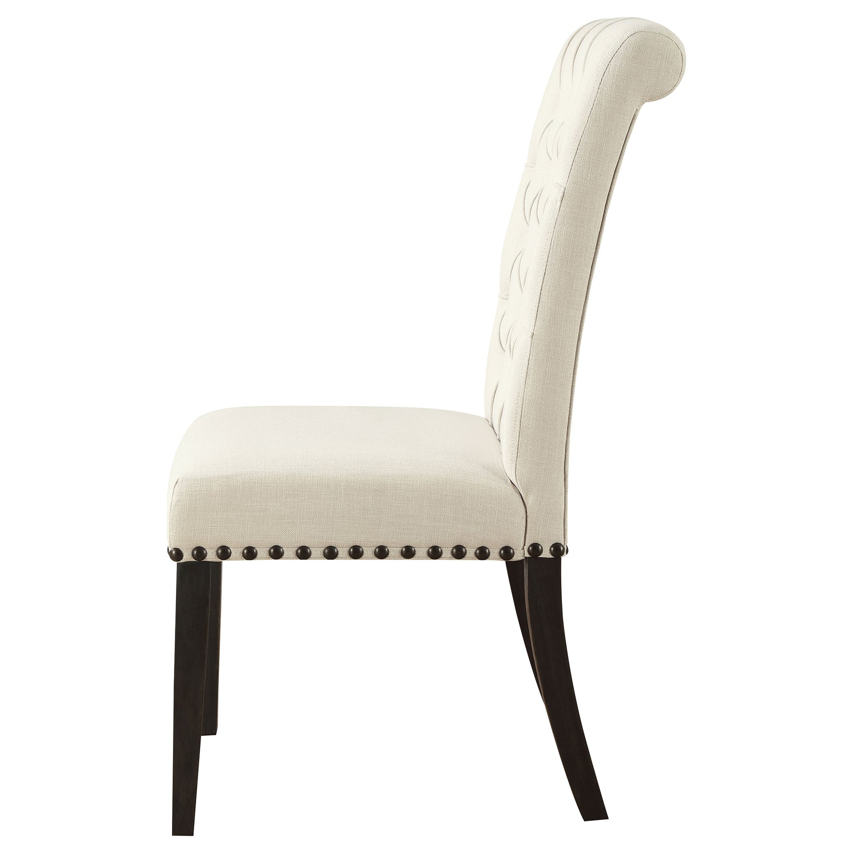 Alana Upholstered Dining Side Chair Beige Smokey Black (Set of 2) - Tampa Furniture Outlet